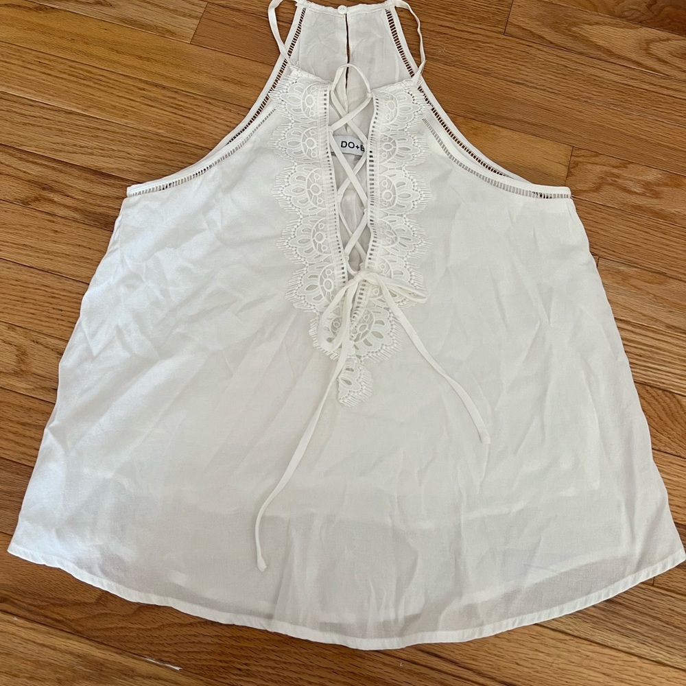 White Lace-Up Halter Top
